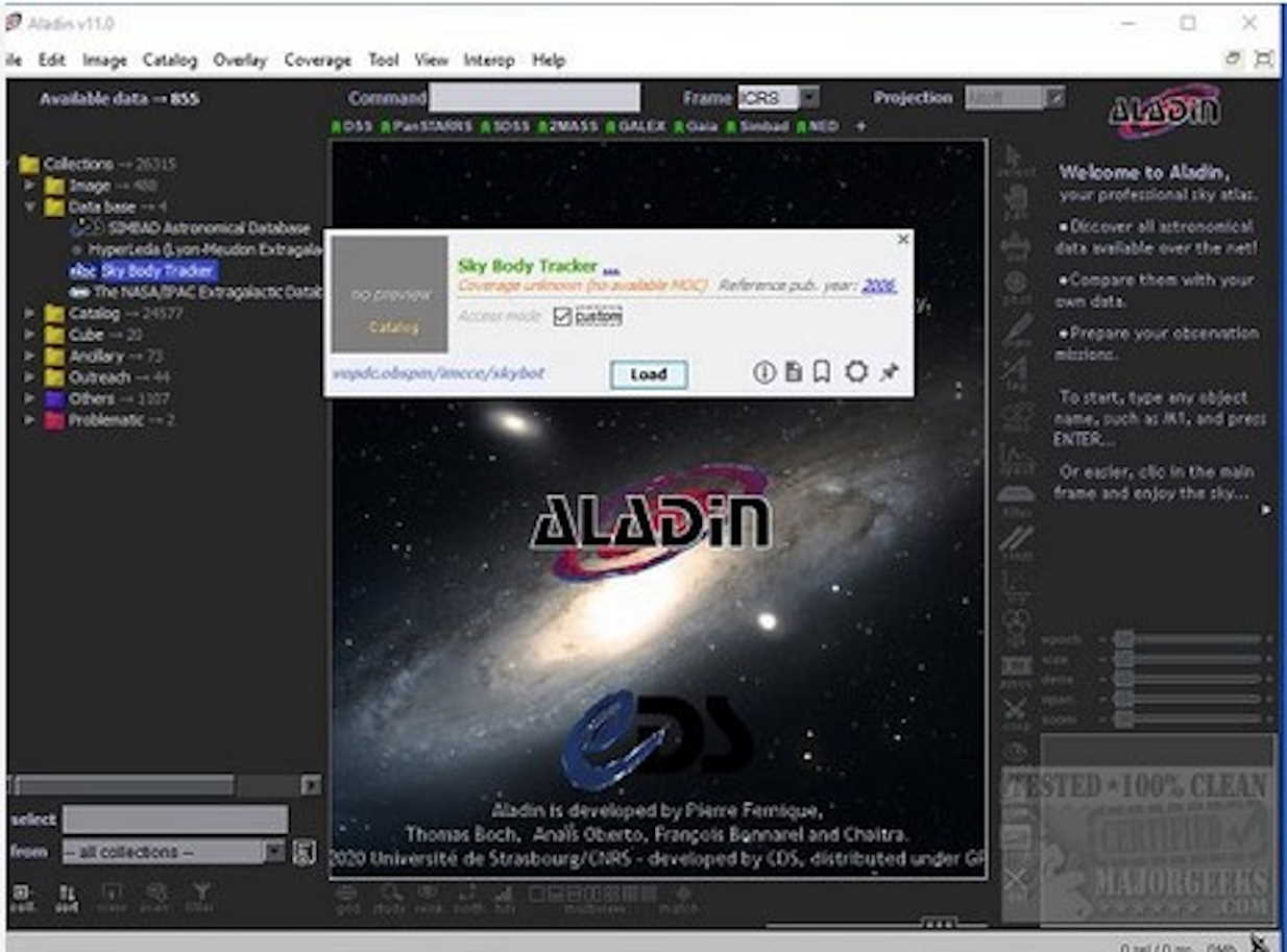 Interfaz de usuario de Aladin Telescope